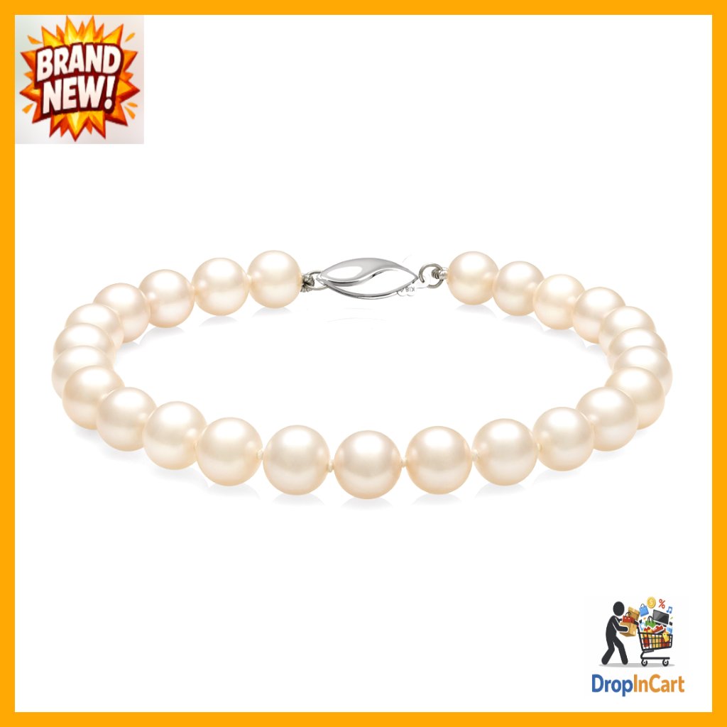 Sterling Silver Pearl Bracelet Elegant Minimal Classic Fishhook Clasp